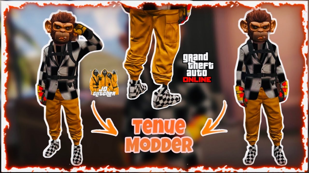 🔥AVOIR UNE TENUE MODDER DAMIER + JOGGER ORANGE SUR GTA V ONLINE🔥