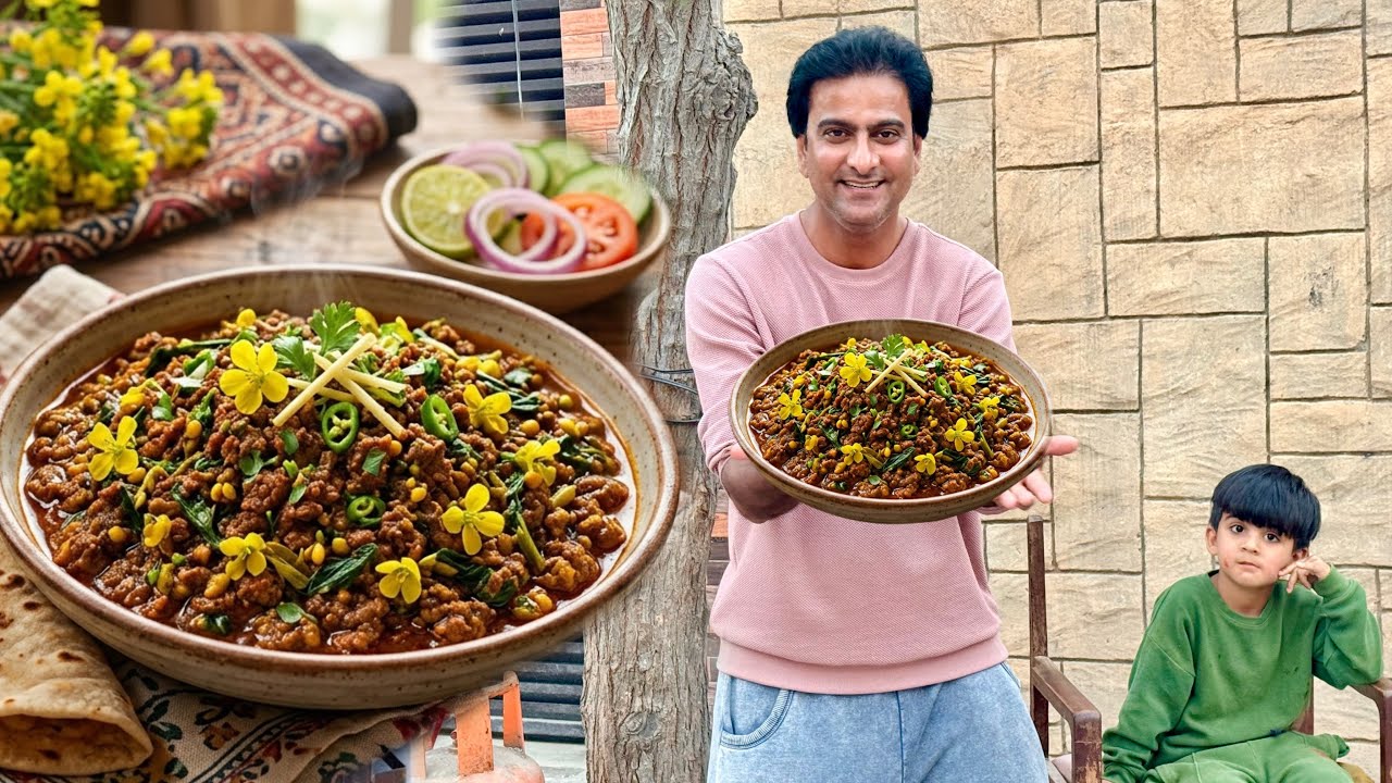 Open Air kitchen mei bnai aik aor Mazaydar Recipe||Mustard Flower recipe||Wahab Kamran