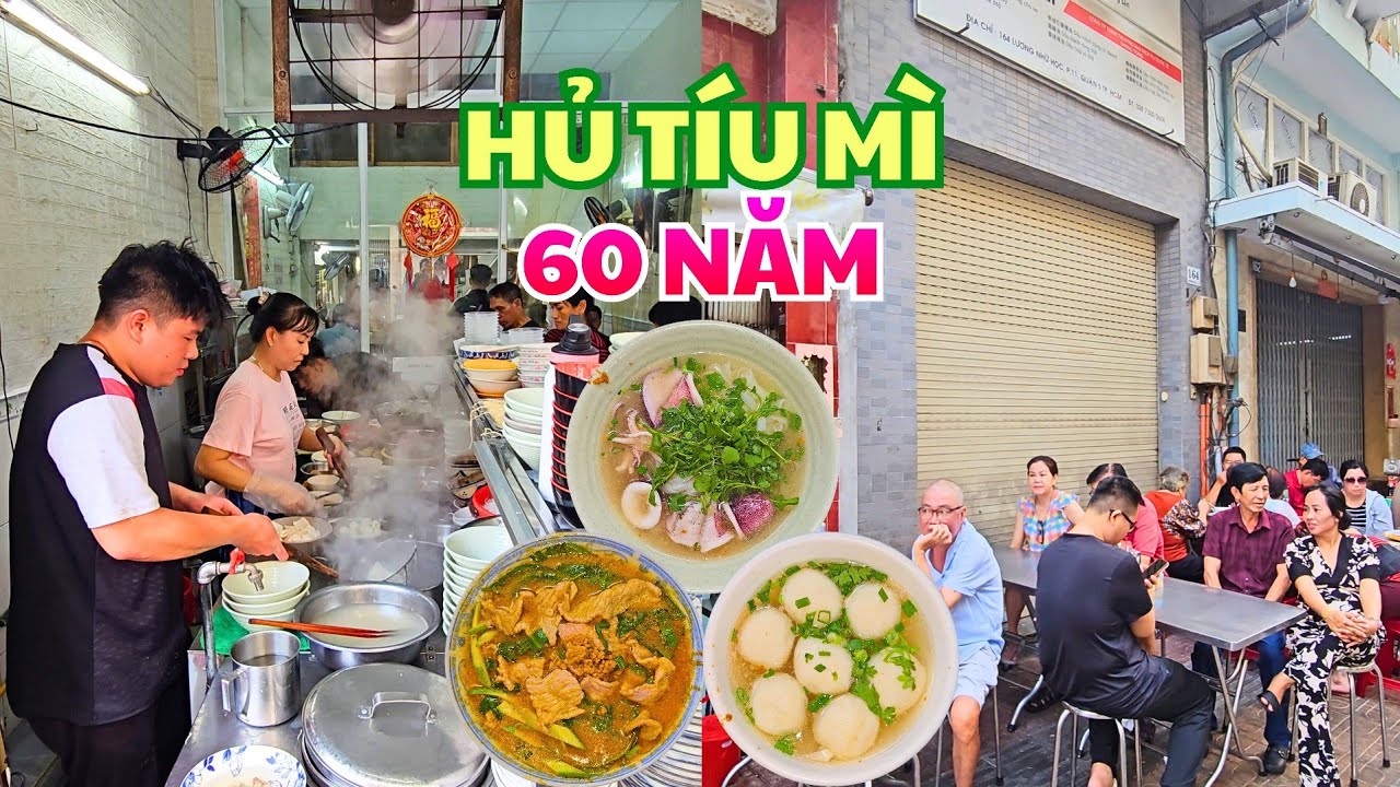 TẾT ĐÔNG ĐÚC Quán Hủ Tiếu Mì nổi tiếng khu người Hoa Quận 5, ăn món Hủ Tiếu Mực, Cá Viên Triều Châu.