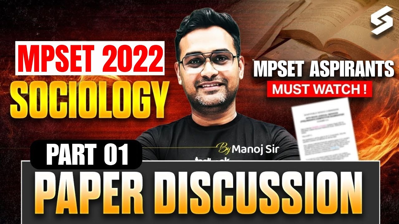 MP SET 2026 | MP SET Sociology Previous Year Question Paper(2022) | MP SET Sociology By Manoj Sir
