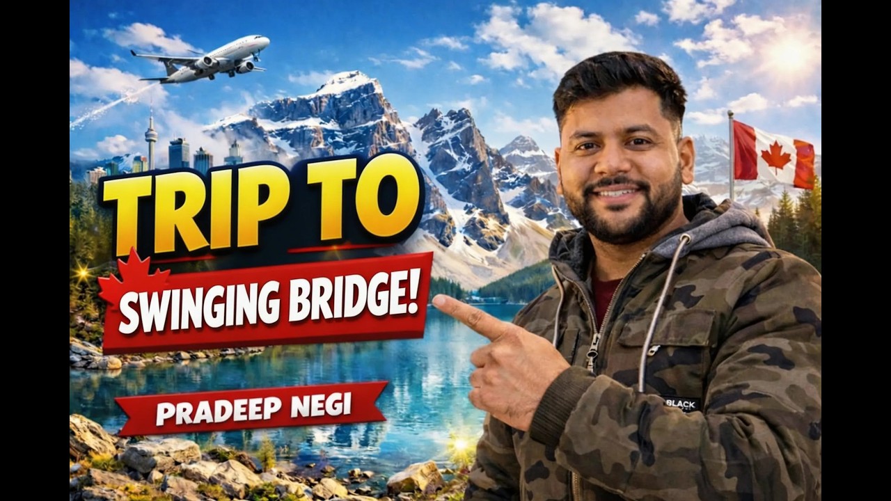 Trip to the swinging bridge #canadavlog #snow #canadalife #funtrip 