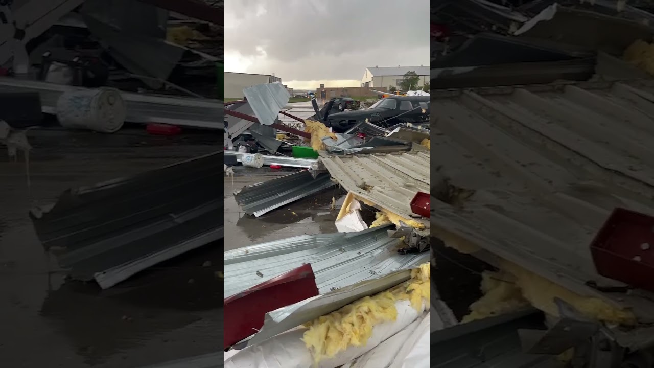 Omaha, Nebraska April 2024 tornado damaged aircraft at Eppley Airfield