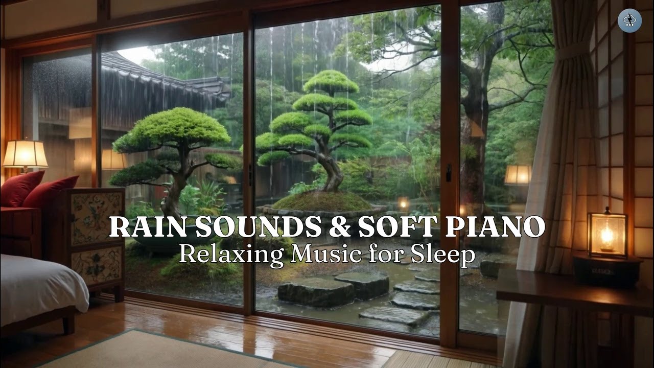 Warm Bedroom with Rain Sounds on the Windows ☔ Relaxing Music for Deep Sleep, Healing of Stress