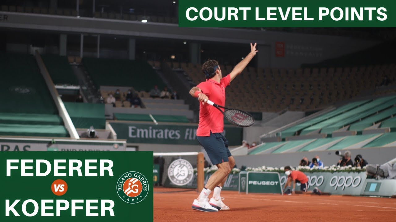 Roger Federer vs. Dominik Koepfer COURT LEVEL View Points | 4k 60FPS | French Open 2021