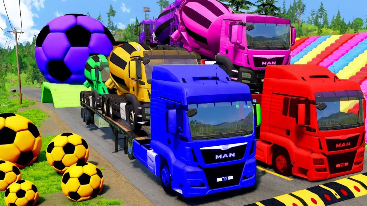 Flatbed Truck McQueen  Transportation with Truck   Pothole vs Car #10