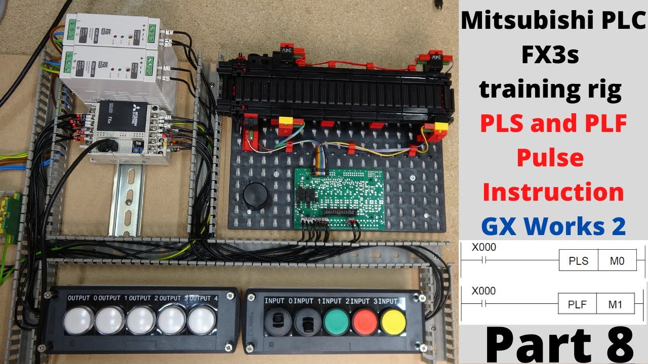 Mitsubishi PLC FX3s training rig / Programming, PLS and PLF pulse Instruction. Part 8 (English)