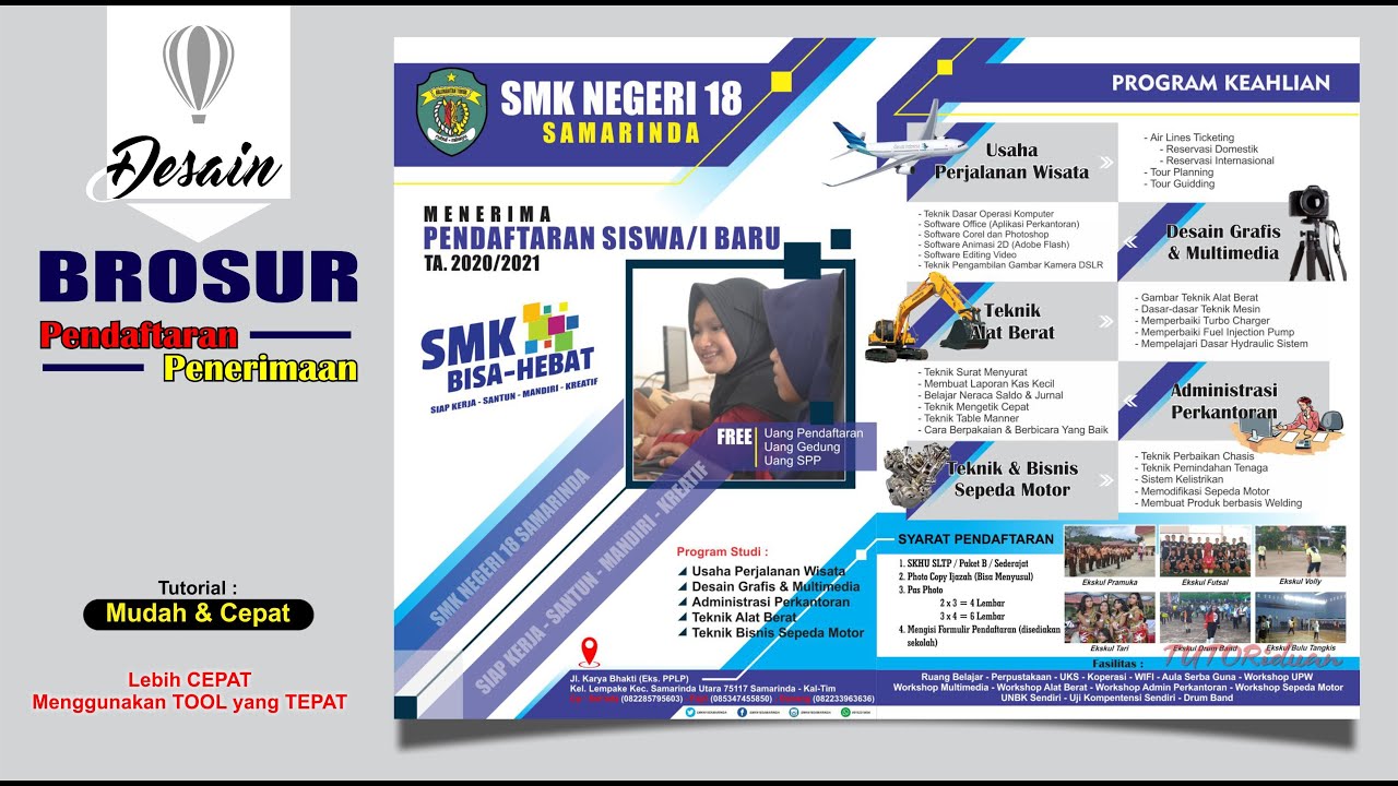 Desain Brosur Pendaftaran A4 2020 dengan CorelDraw - Brochure Design