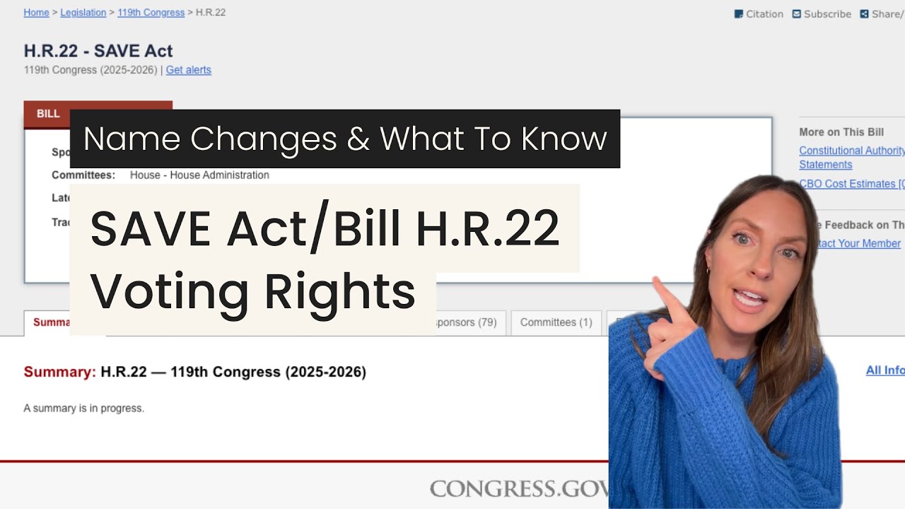 SAVE Act/Bill H.R.22 Voting Rights | Name Changes & What To Know