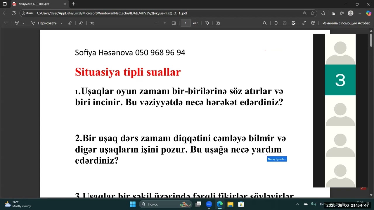 📌Dərs prosesi :situasiya tipli suallar✅