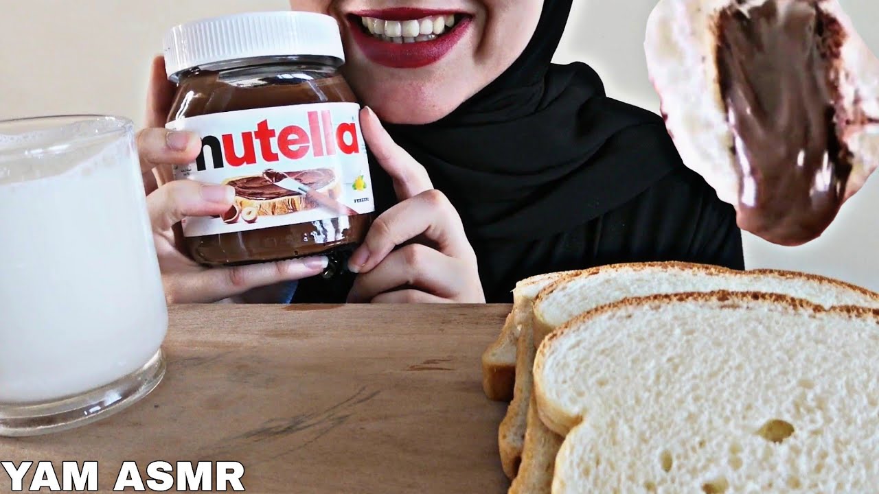 ASMR Nutella, bread and milk MUKBANG 누텔라, 빵, 우유 (no talking) | YAM ASMR