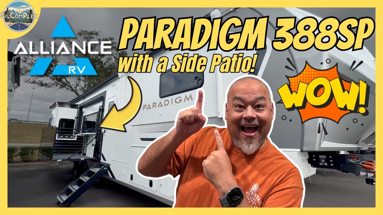 Боковая терраса на прицепе-кемпере от @AllianceRV? Посмотрите новую модель Paradigm 388SP 2026 го...