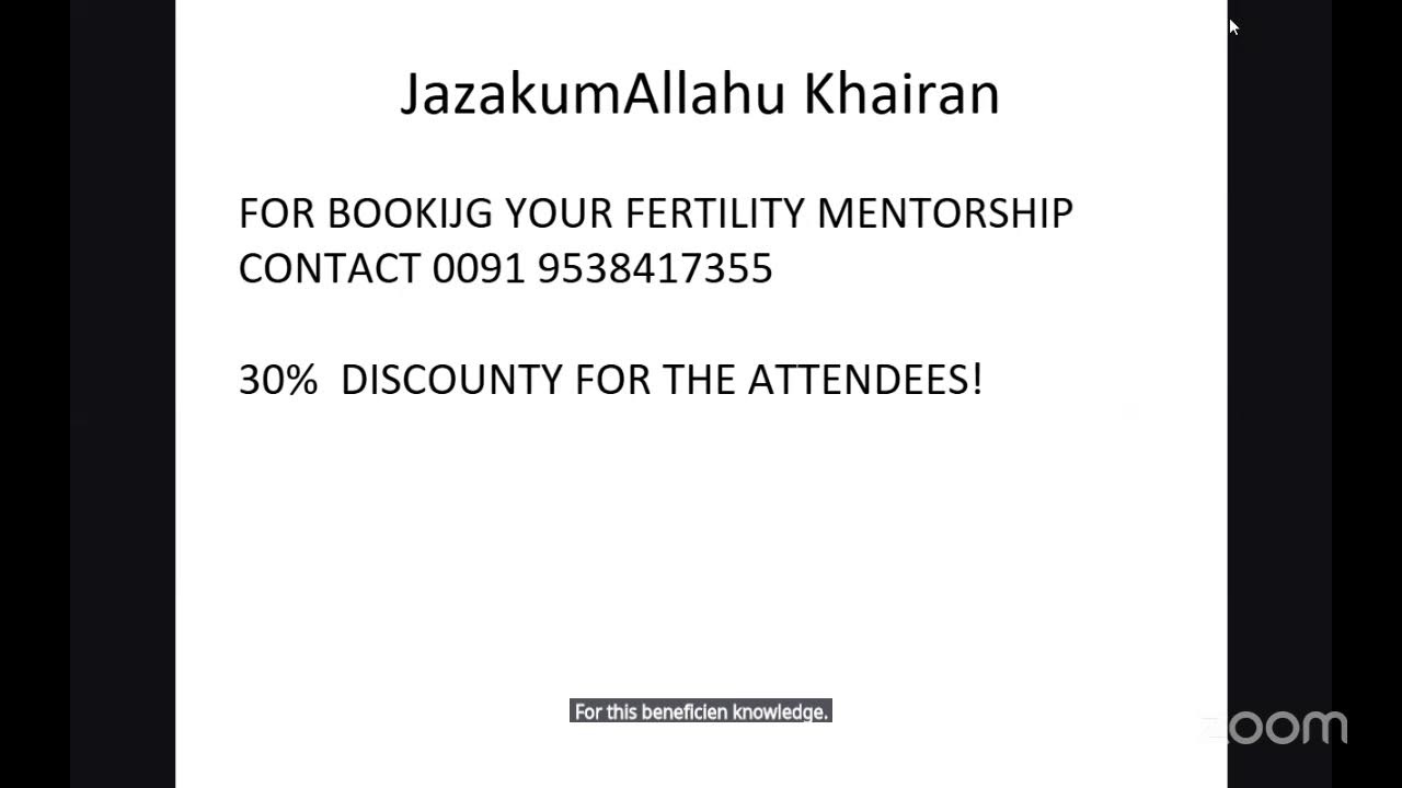 Topic: Fertility Literacy: what every woman should know in her 20s | Sr Aysha Abrar