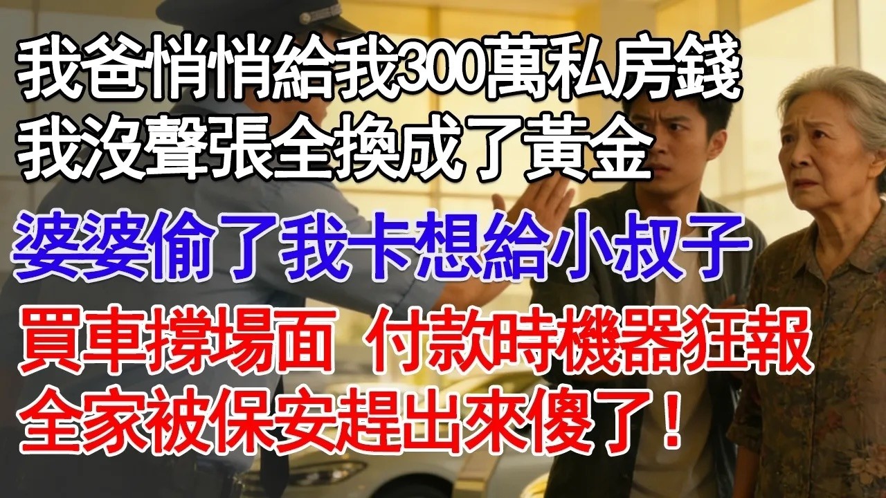 爸媽給我陪嫁300萬我立刻去提了輛新車婆婆得知後怒扇我3耳光：這是我兒子給我準備的養老錢 你憑什麼亂動！#故事分享 #人生感悟 #情感#為人處世