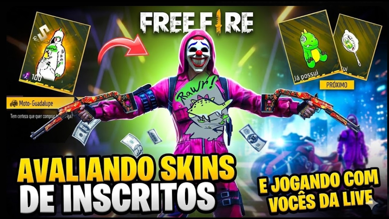 🔴AVALIANDO SUA SKIN⚡ E JOGANDO COM TU ! VEM PRA LIVE @AZUK0.X 😱 #freefire #garenafreefire #fflive