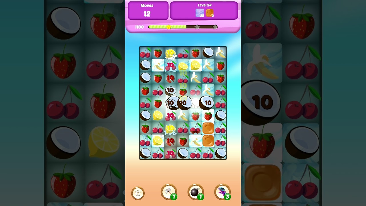Level 24 Destroyed! Watch the Ultimate Power-Ups!  #fruitcrush #match3 #gameplay  #games
