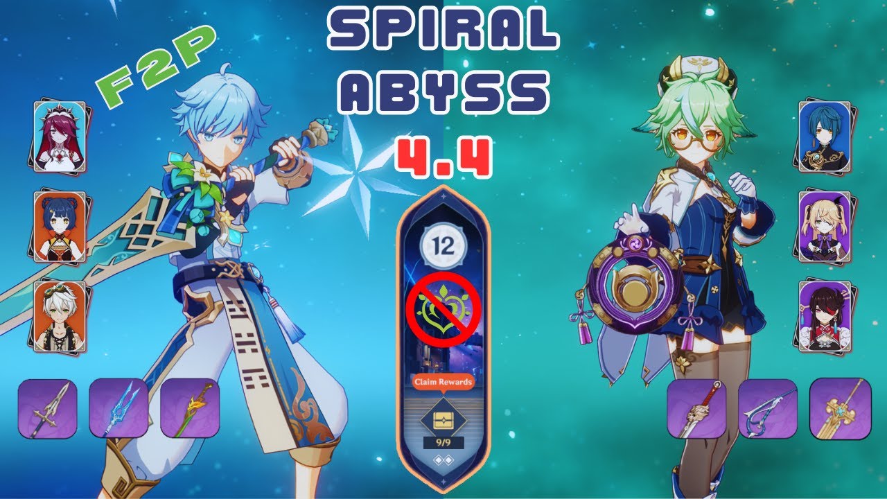 Spiral Abyss 4.4 Floor 12 - F2P 4 Stars Only (Chongyun / Rosaria Reverse Melt & Sucrose Taser)