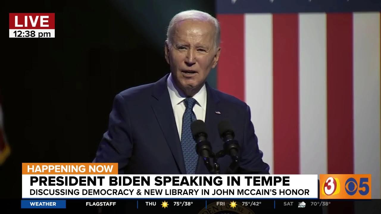 LIVE: President Biden is in Tempe speaking on democracy and a new library named after John McCain