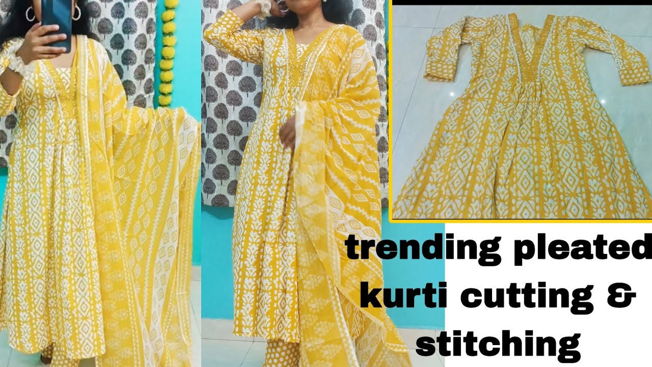 Most Trending Pleated Kurti Cutting & Stitching Very Easy way| Designer Kurti Cutting