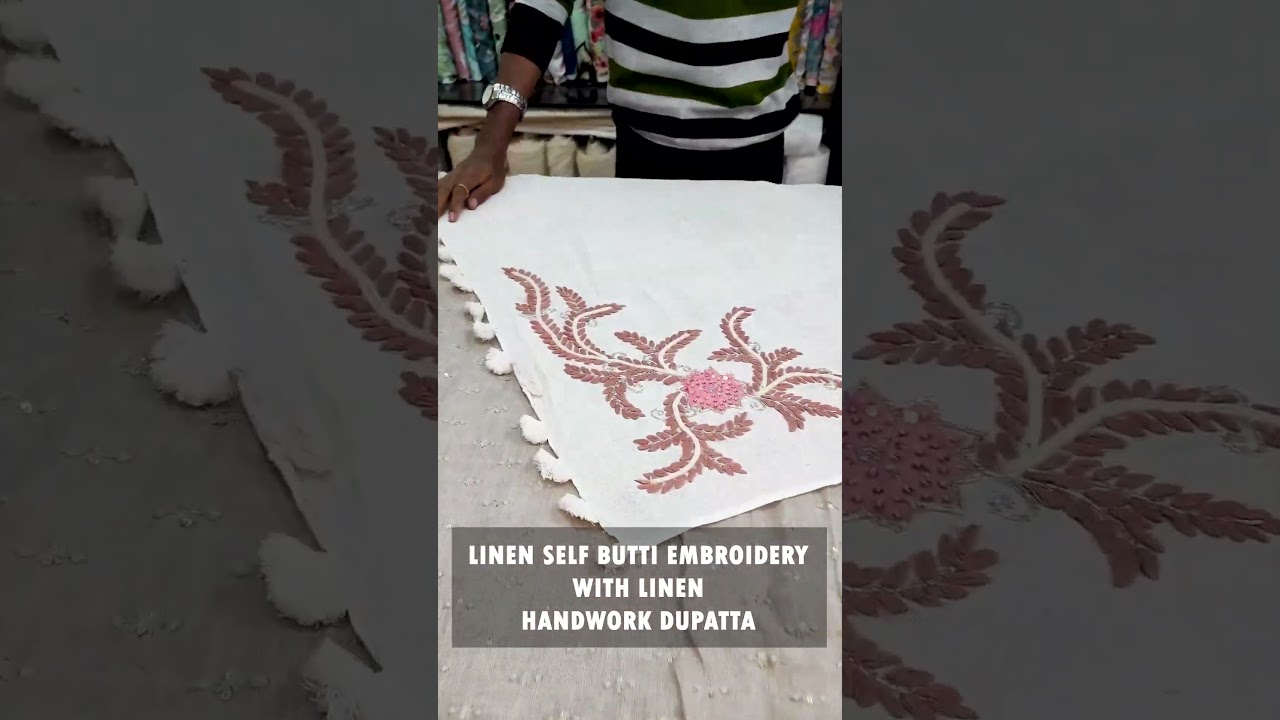 linen handwork duppata at fashion hub