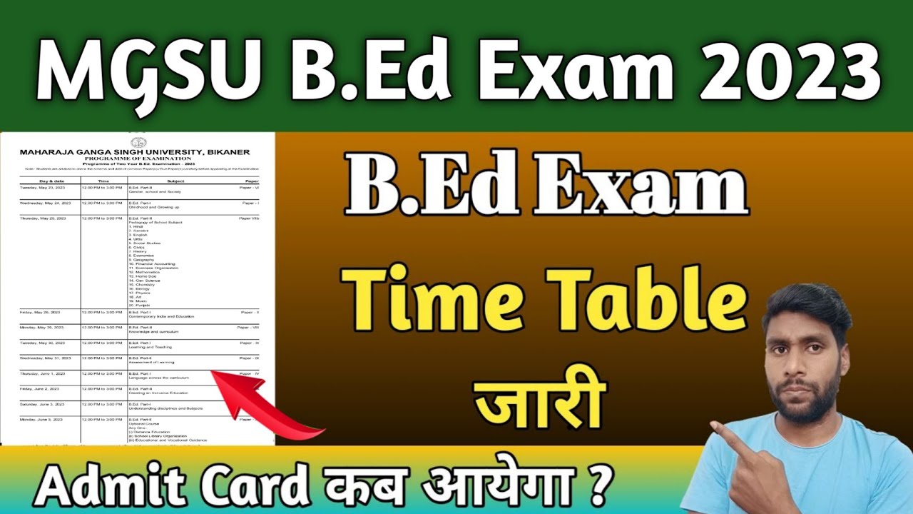 MGSU B.Ed time table जारी || MGSU B.Ed Exam time table Download kaise kare || B.Ed Time Table 2023