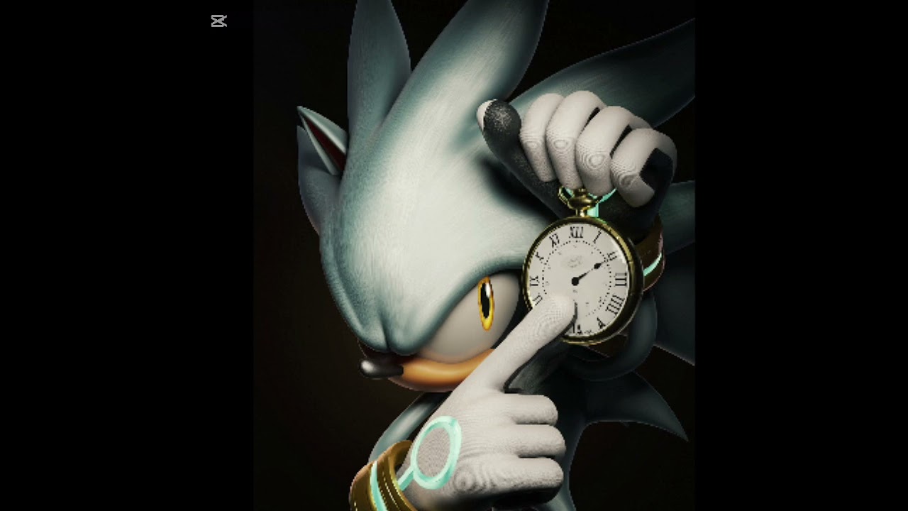 Rabbit holding a clock meme but it's silver the hedgehog