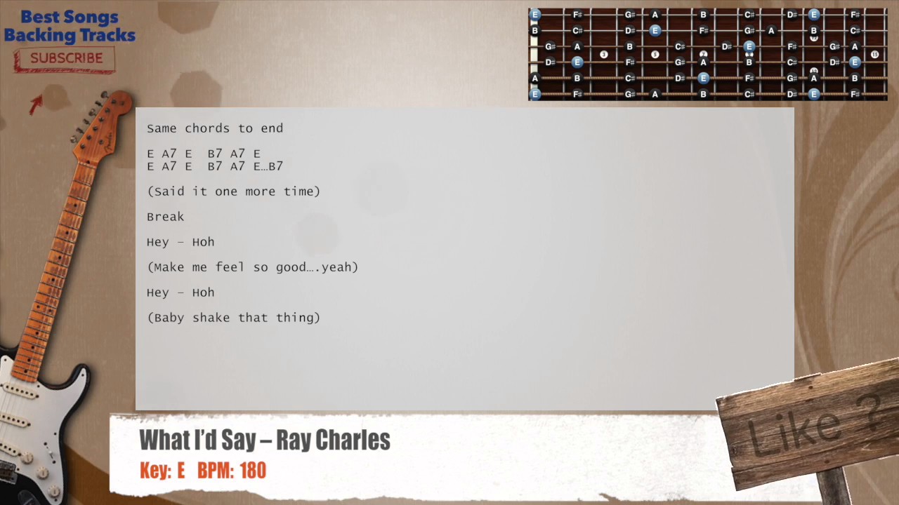 🎸 What I&rsquo;d Say &ndash; Ray Charles Guitar Backing Track with chords and lyrics