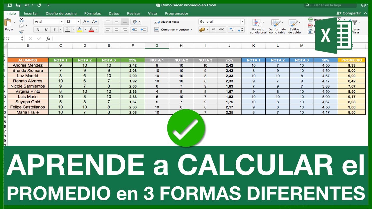 Como Sacar PROMEDIO en Excel Forma SIMPLE, con PORCENTAJE y con CONDICIONAL Calcular Promedio