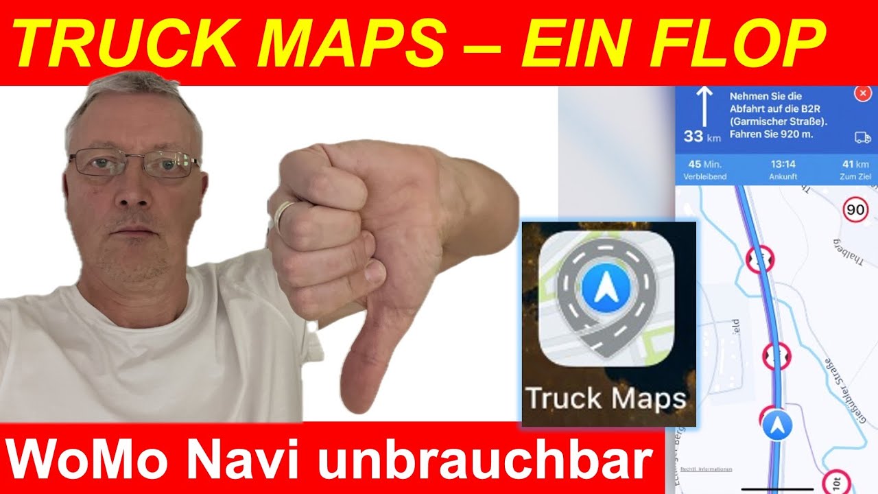 👎 WoMo-Navi-App TRUCK MAPS. So bitte NICHT!!!