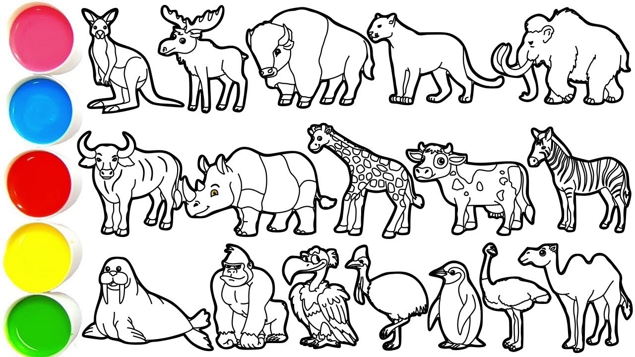 Draw 17 Amazing Animals in Minutes - Kangaroo, Moose, Bison, Puma, Mammoth, Bull, Rhino & others