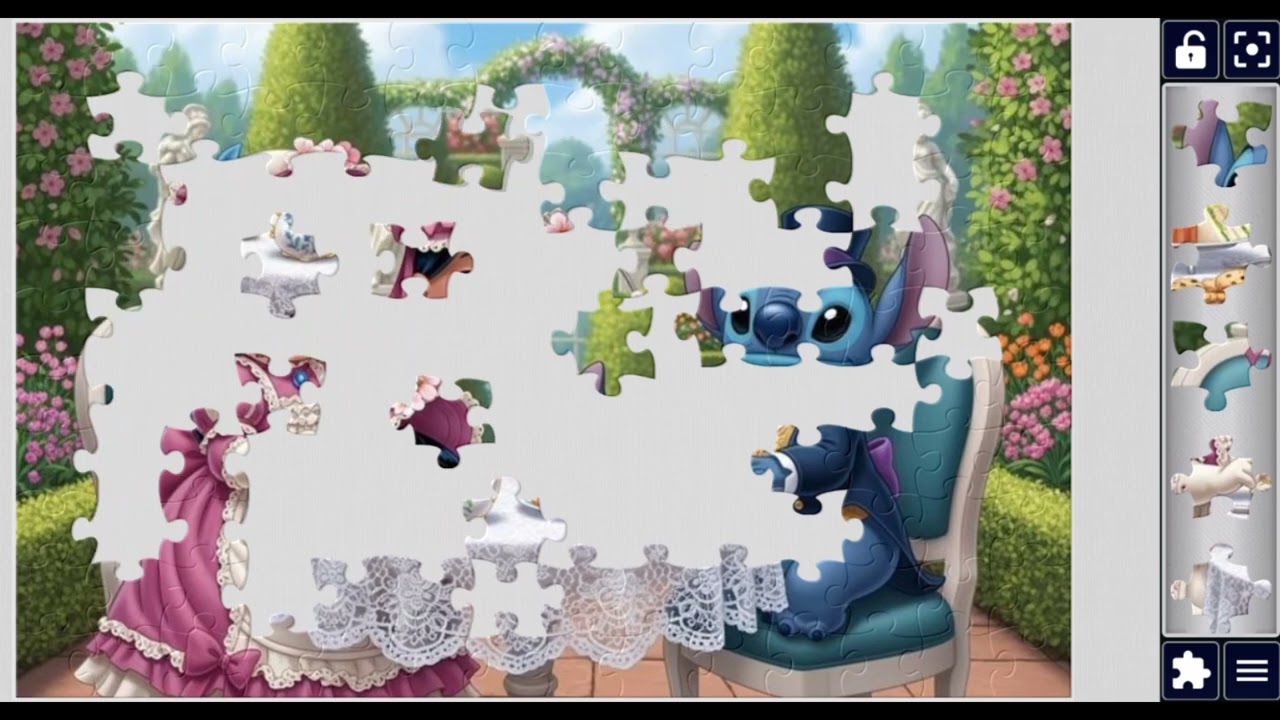 Lilo & Stitch Tea Party in Garden☕🍰🍩💐🧩 joyful puzzle 🧩@jigsawart4512 