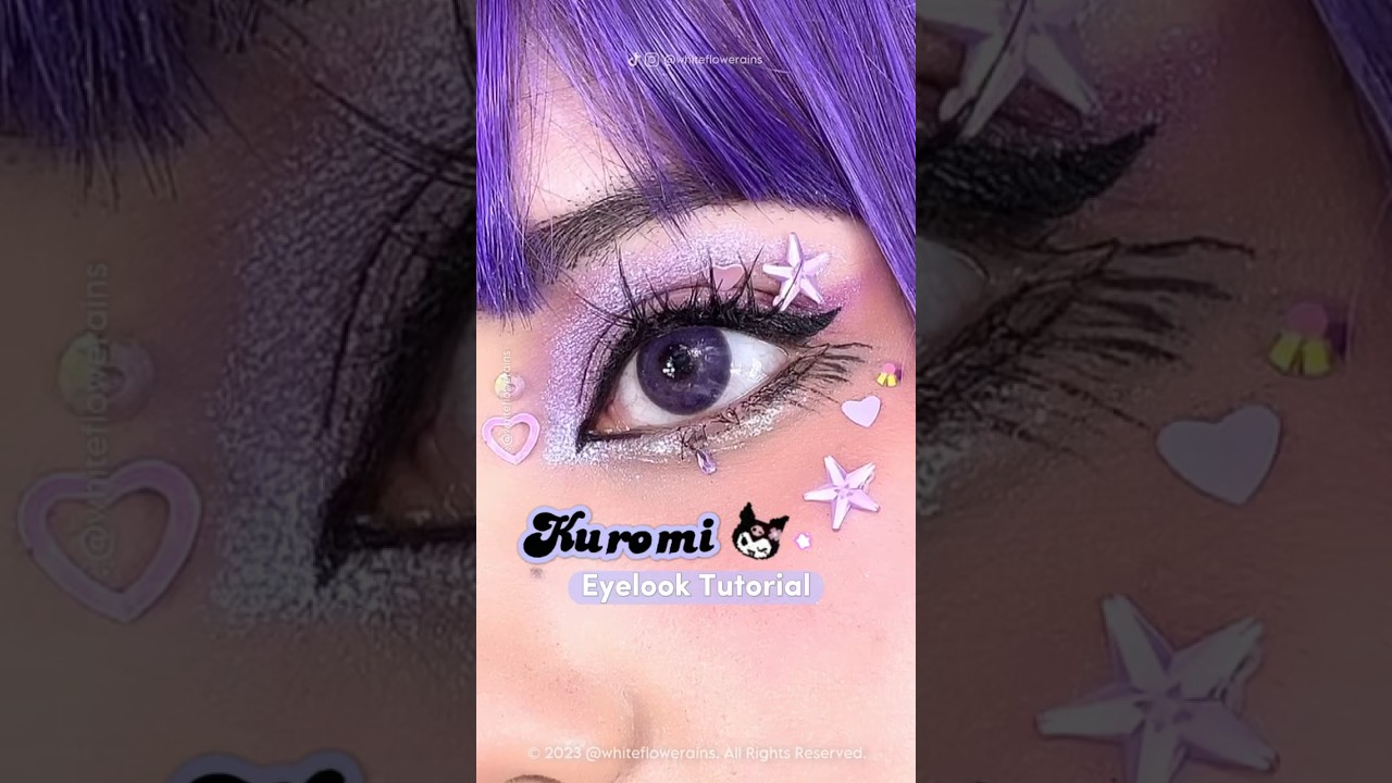 Kuromi Eyelook😈 details IG @whiteflowerains #kuromi #makeuptutorial #douyin #makeuptransformation