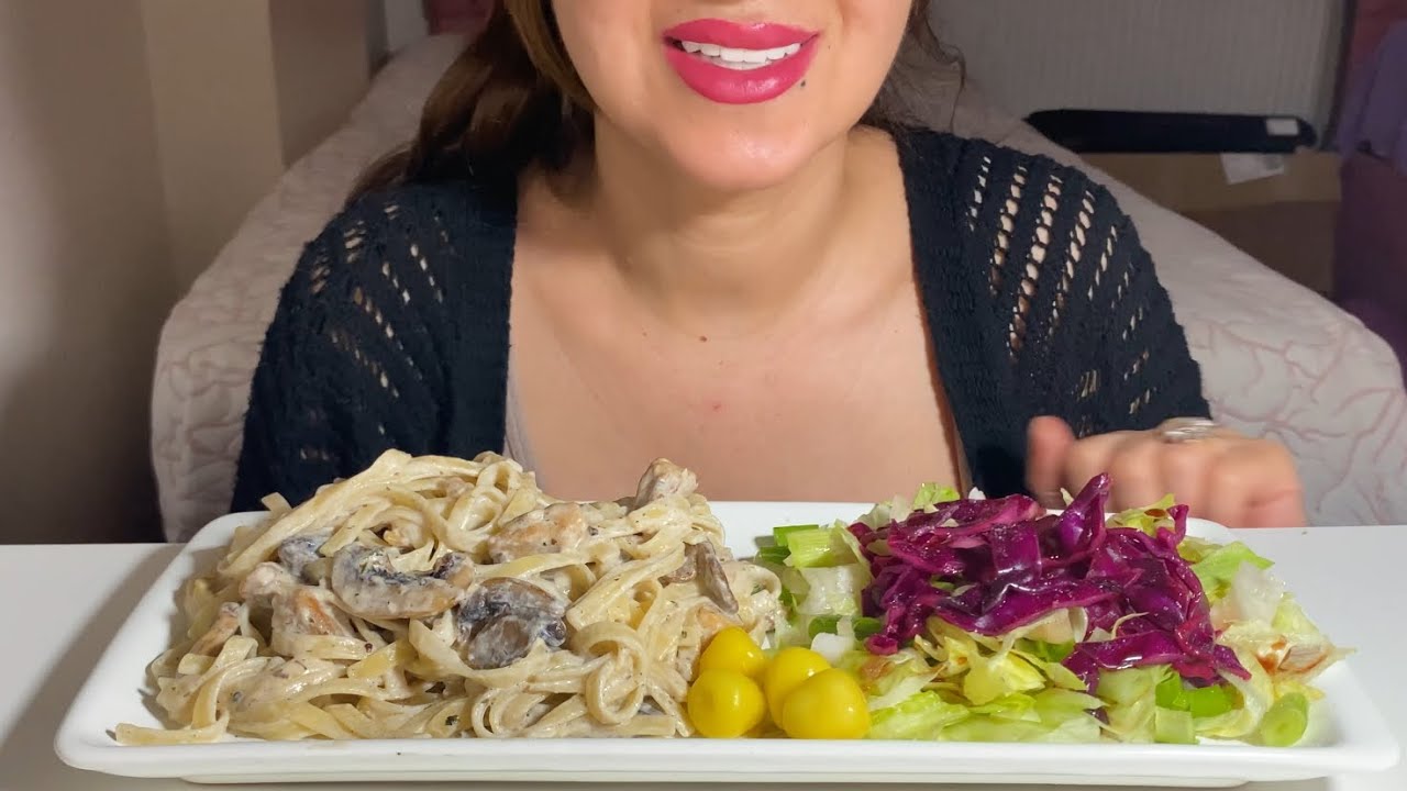 Kremalı Tavuklu Mantarlı Makarna ASMR / Creamy Pasta Sounds |Türkçe ASMR