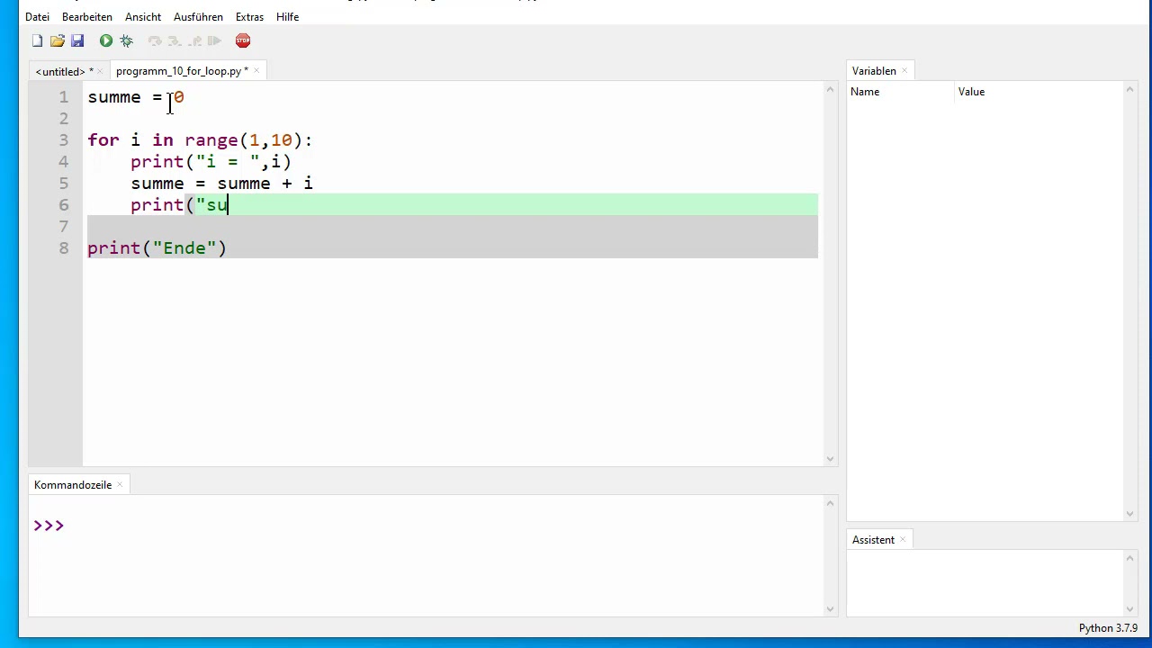 for-Schleife in Python