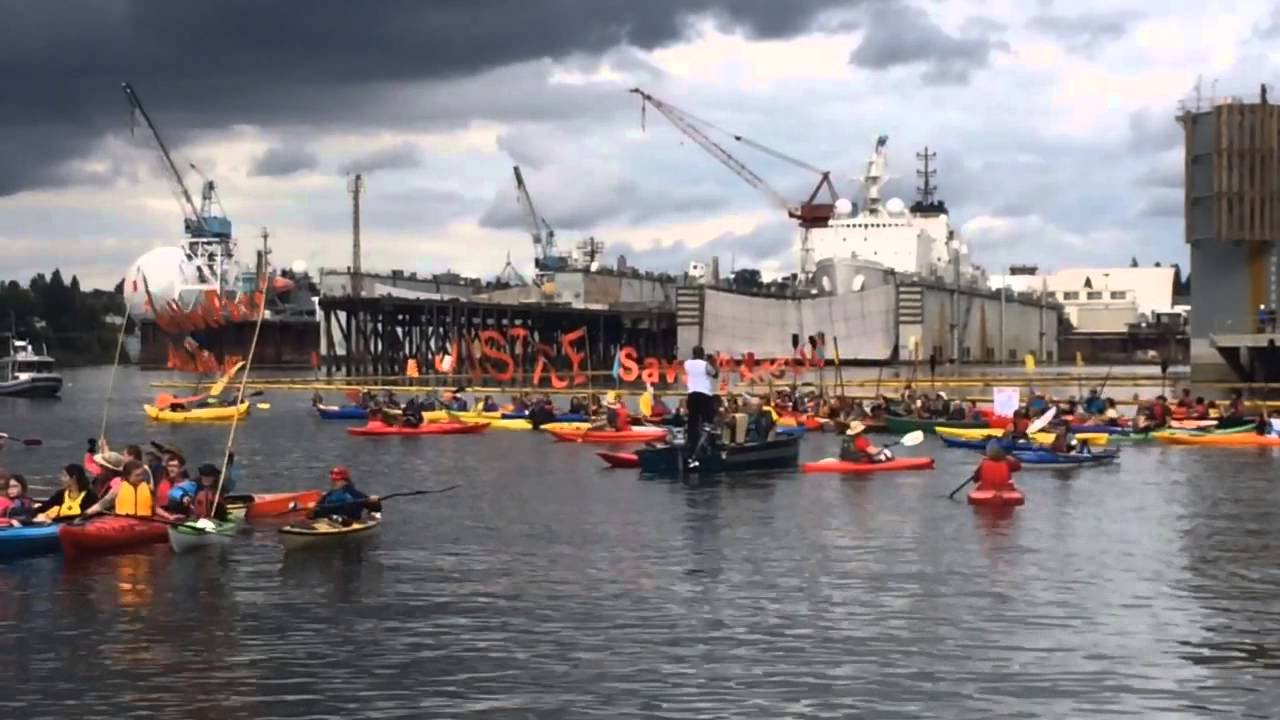 Kayakers protest MSV Fennica on Swan Island