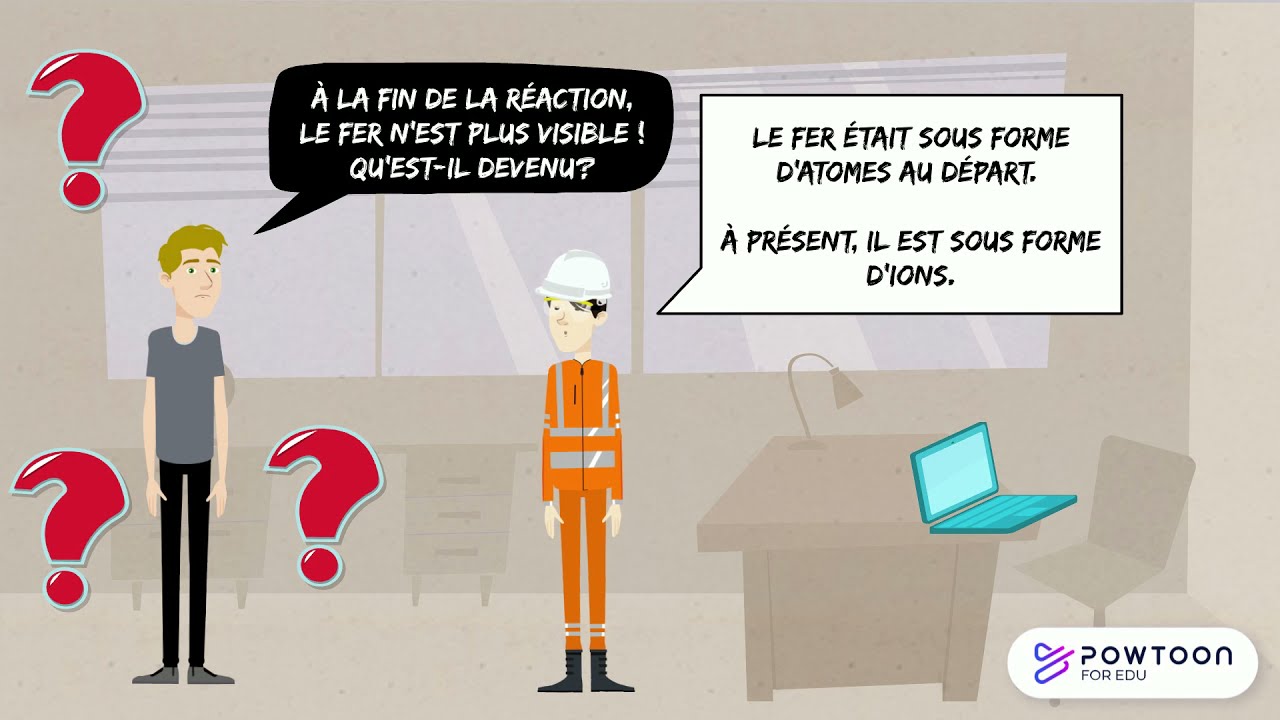 Réaction entre le fer et l'acide chlorhydrique (Niveau 3ème).