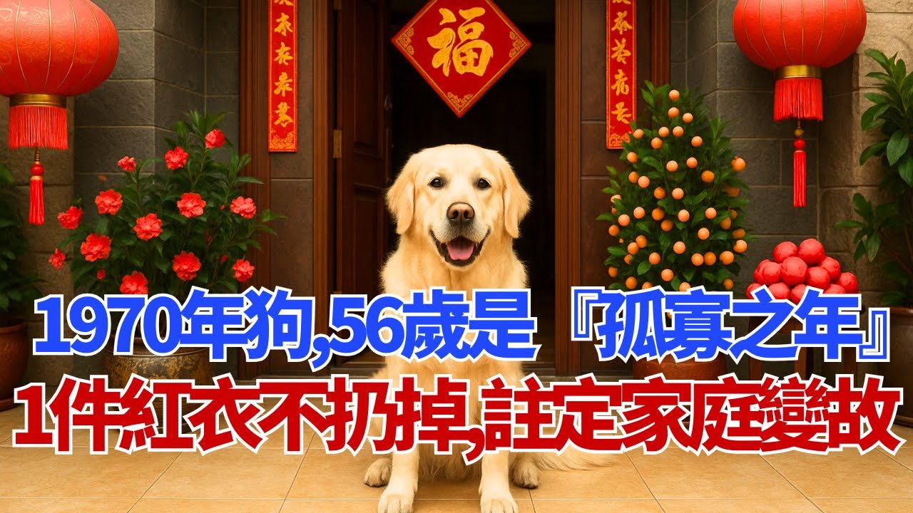 月老斷線！1970年屬狗人，56歲是你『孤寡之年』！『1件紅衣』不扔掉，註定家庭有變故，老無所依！#1970年屬狗 #2026年運勢 #屬狗 #孤寡之年 #財運 #庚戌 #家庭 #化煞為權 #殺印相生