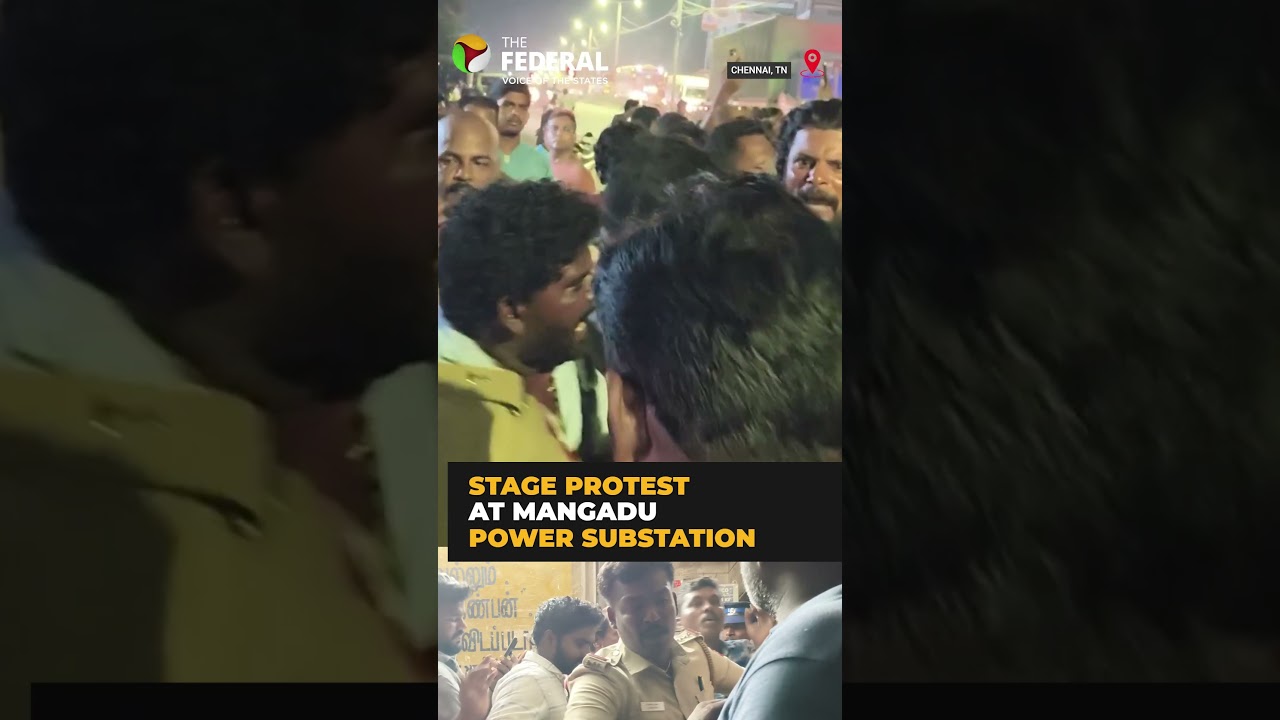 Chennai residents protest at Mangadu substation over repeated power outages | #shorts