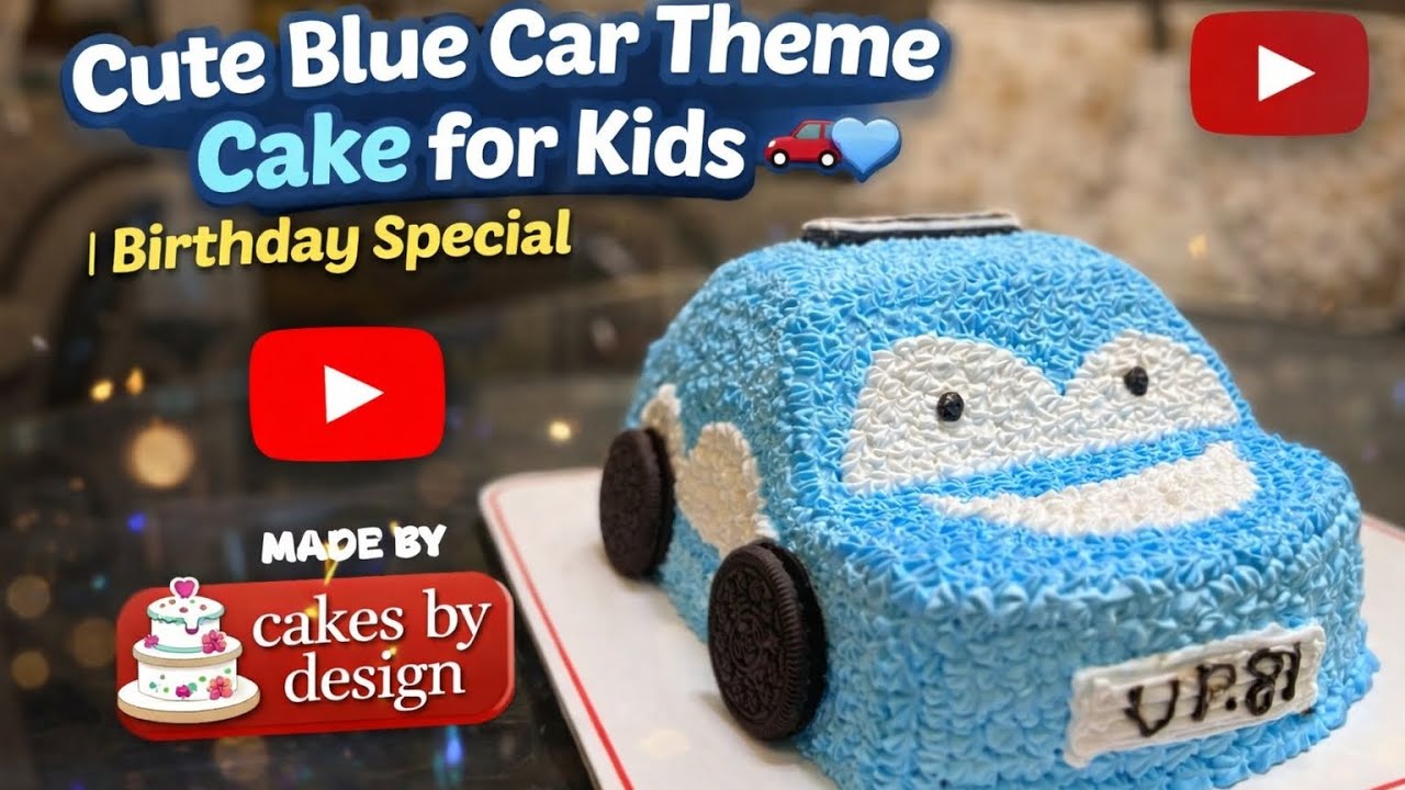 Cute Blue Car Theme Cake for Kids 🚗💙 | Birthday Special #cake #trending #viral #video 