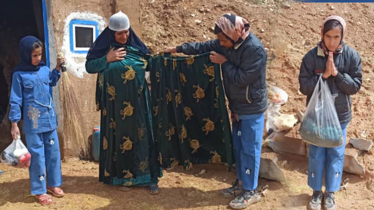 Joy in Magic Cave: gift of the operator's outfit to grandmother and two orphans in cave