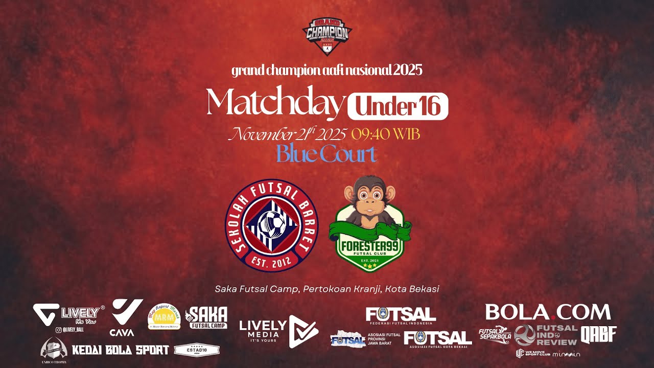 🔴[LIVE] GRAND CHAMPION AAFI NASIONAL 2025 U-16 || SF BARRET VS FORESTER 99