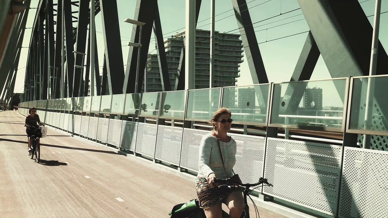Stadseiland Veur-Lent en spoorbrug Nijmegen 4K