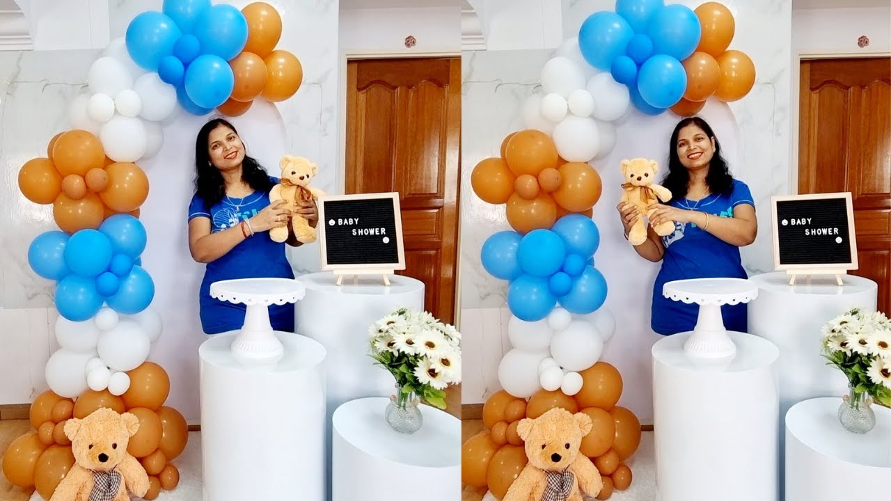 Baby shower balloon decorations | Baby shower decoration ideas at home | Teddy bear Baby shower diy