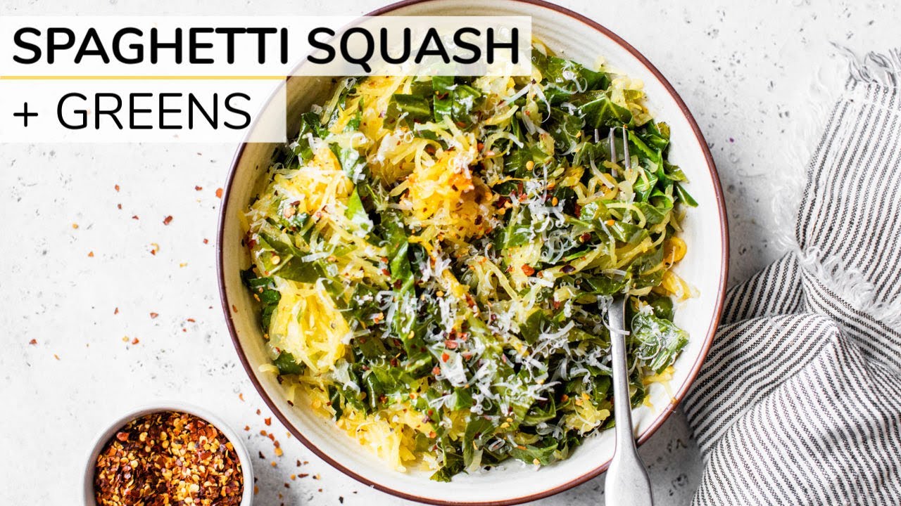 ROASTED SPAGHETTI SQUASH WITH COLLARD GREENS | easy, healthy dinner idea