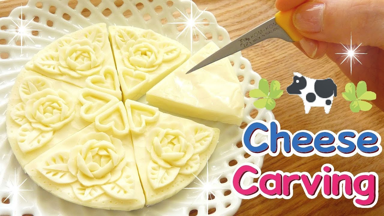 CHEESE CARVING | How To Carve A Rose in Cheese | Satisfying | ASMR |
