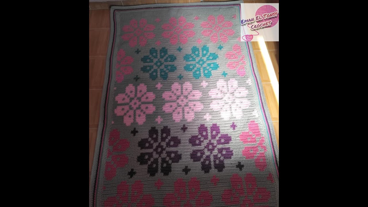 سجادة تابستري مميزة بطريقة سهلة ومعلومات عن السجاد الكروشيه / tapestry crochet rug English subtitles