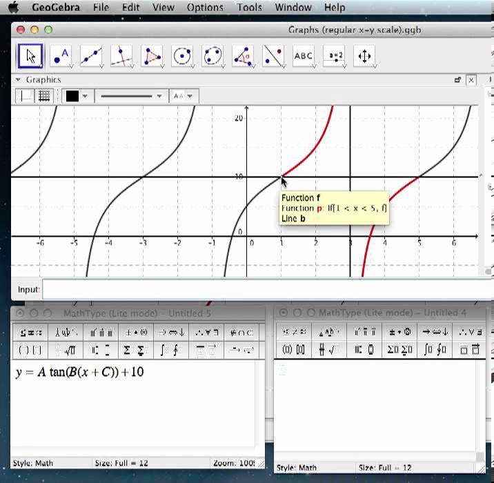 Writing equations for tangent graphs