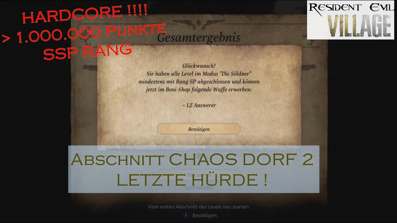 Resident Evil 8 - VILLAGE  #18: Die Söldner: Chaos Dorf 2 - RANG: SSP - letzte Hürde zum LZ ANSWERER