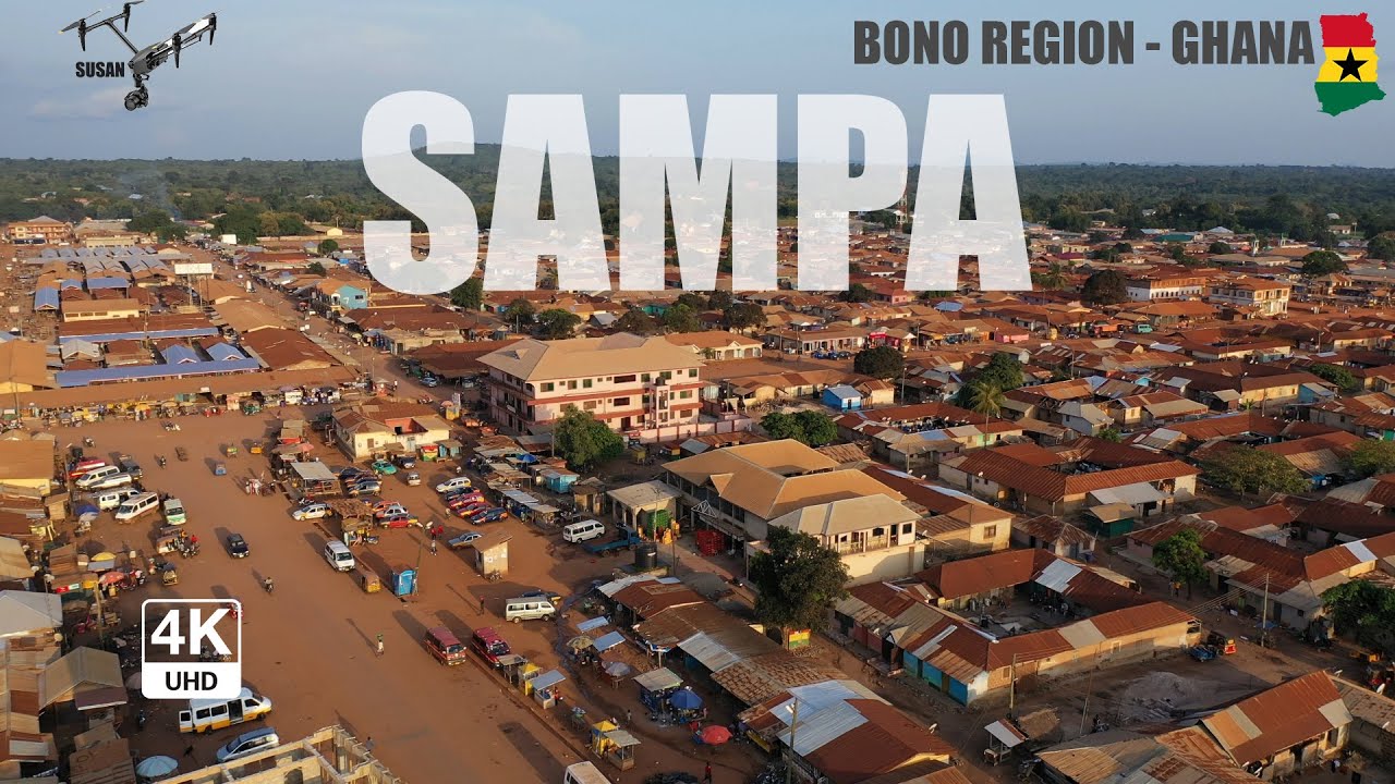 Sampa Aerial view in the Jaman North District Bono Region of Ghana 4K