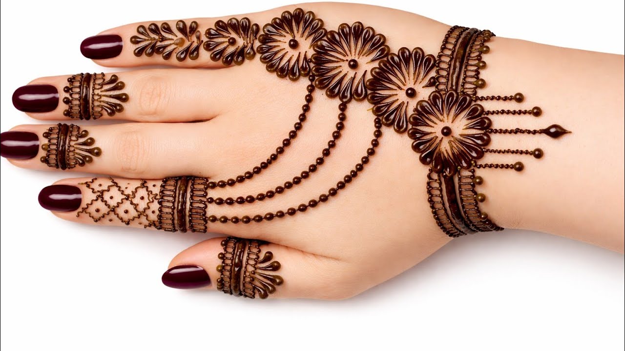 Jewellery Style Mehndi Design for Back Hand | Easy Mehndi Trick ✨ | Simple & Stylish Eid Mehndi