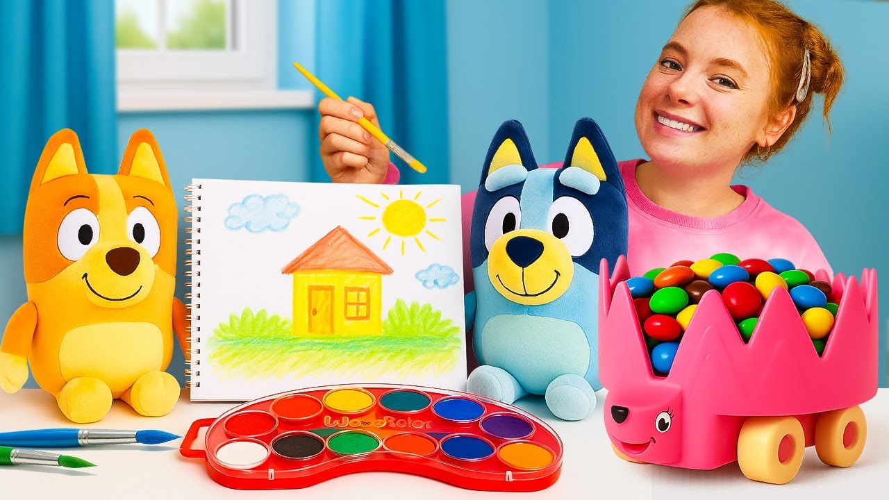 Malen mit Bluey und Bingo – Kreativer Spaß mit Auto, Zahnbürste und mehr